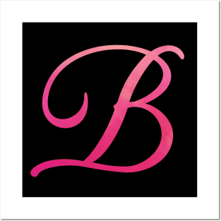 Letter B Monogram, Pink Color Personalized Design Posters and Art